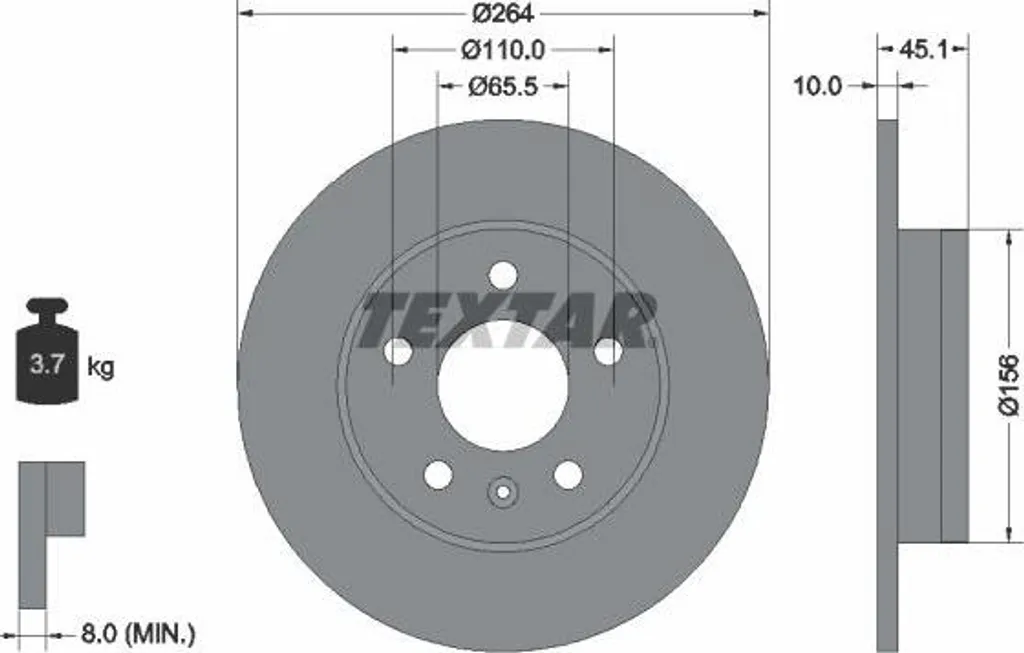 Disque de frein Textar 92277303 sans vibration pour Opel Zafira OE