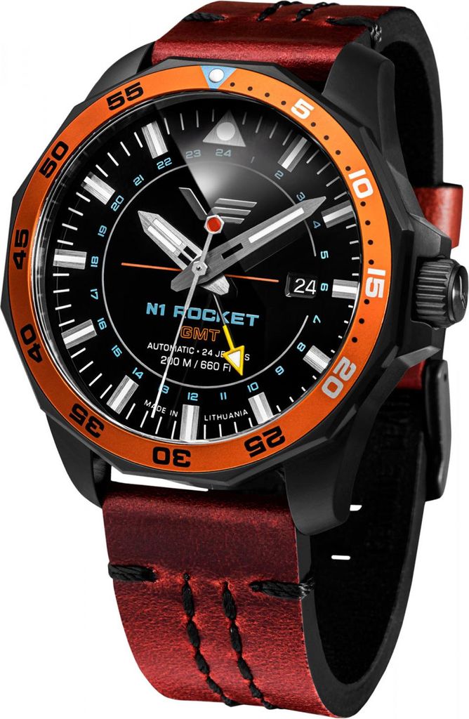 Vostok Europe NH34-225C714-LBBRW Herrenuhr Automatik GMT Rocket N1 Braun/Schwarz