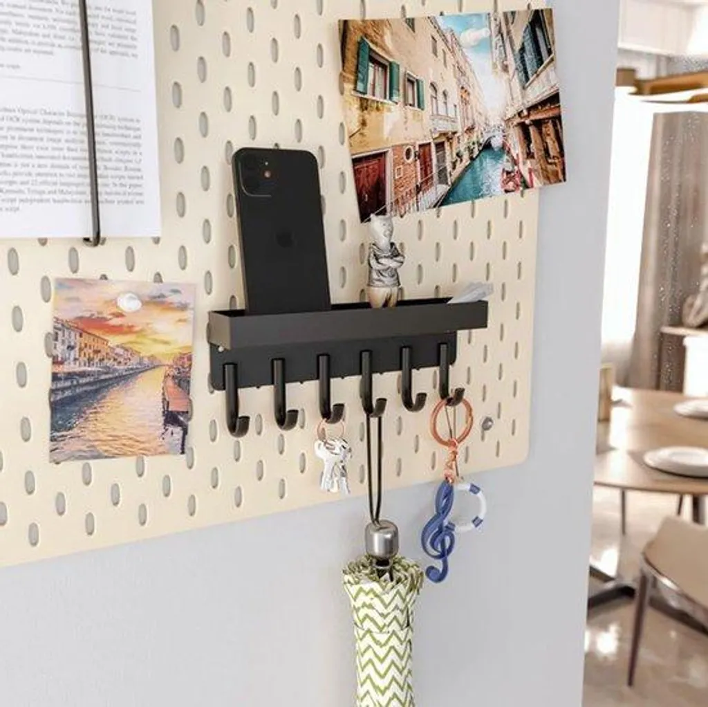 Porte-clés mural autocollant 6 crochets pour éviter de perdre vos clés