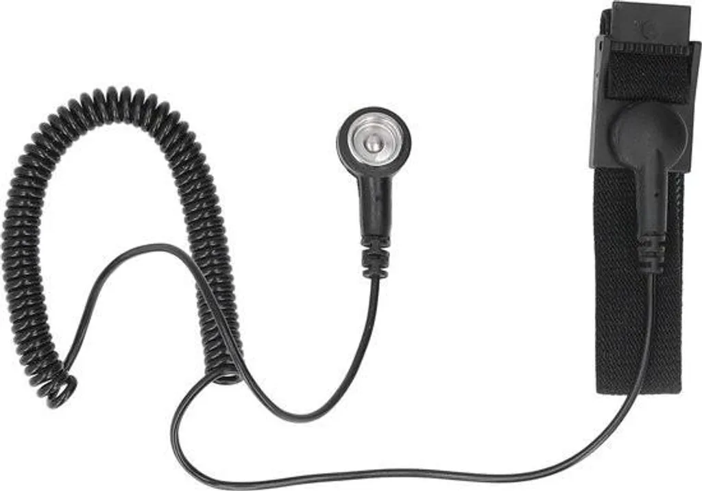 Bracelet ESD Noir avec Câble Flexible 1,8 m et Système de Serrage Réglable