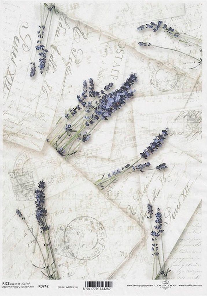 ITD Reispapier Decoupage Bastelpapier Serviettentechnik-R742 - A4 Buchstaben lavendel