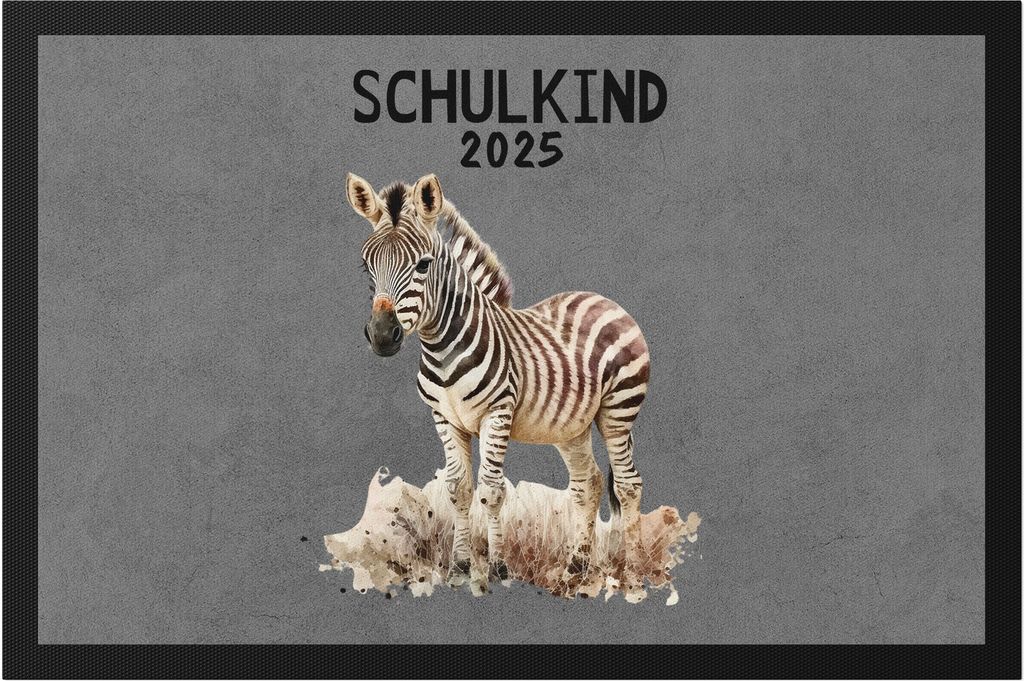 Schulkind 2025 Zebra Fußmatte Süßes Eichhörnchen Einschulung Geschenk Schulanfang Schuleinführung