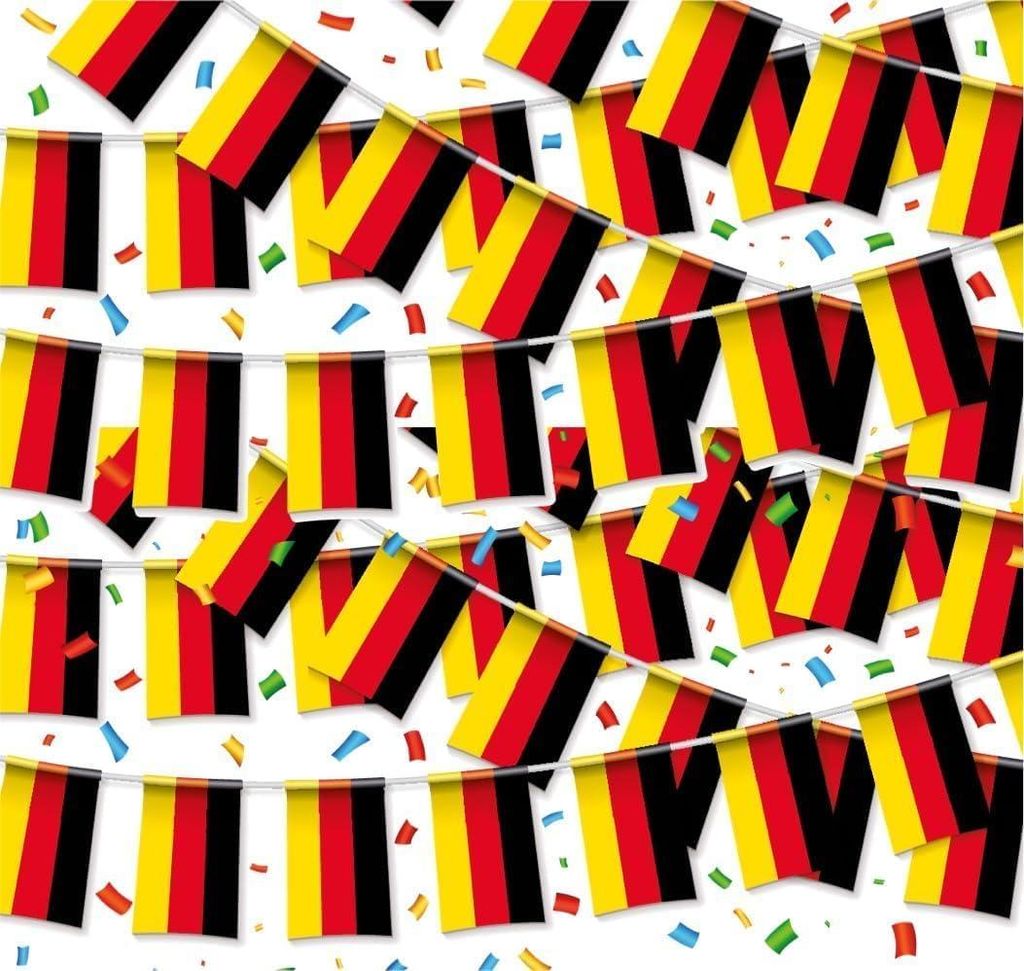 XXL Wimpelkette Deutschland Girlande schwarz, rot, gelb (Gold) als Deko Dekoration, Fanartikel, Partydekoration zur Fußball Europameisterschaft EM