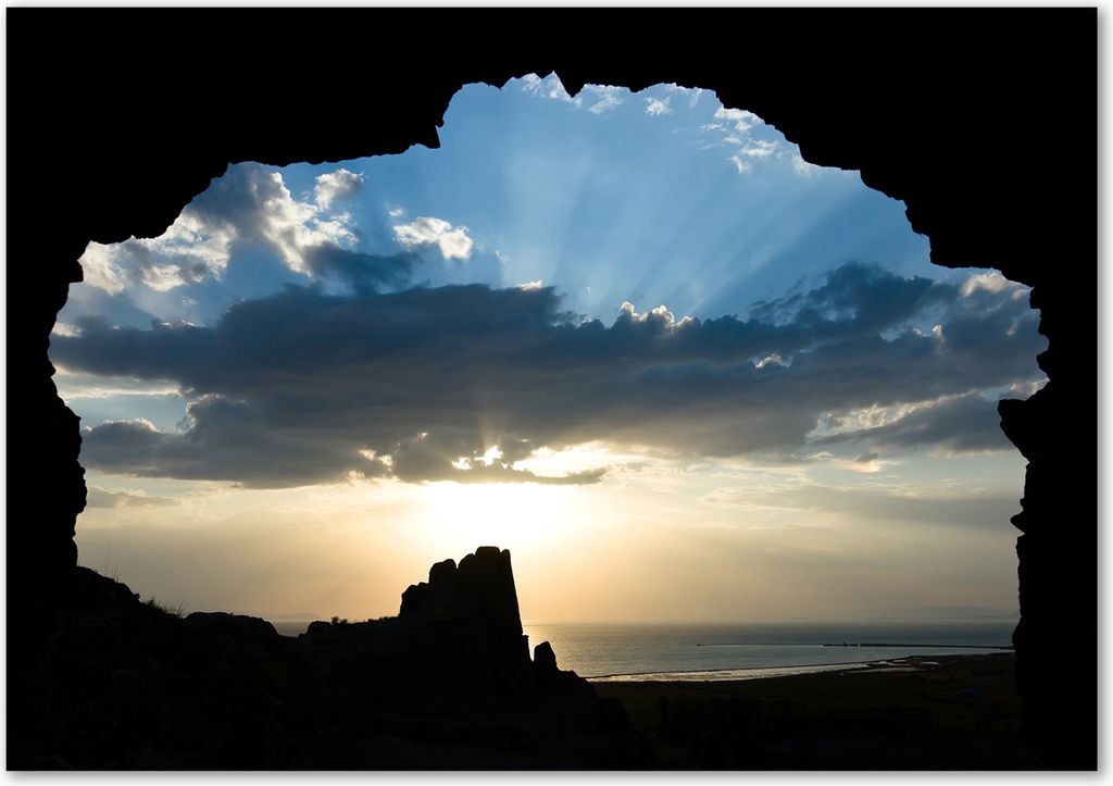 Tulup Leinwandbild - 100x70 cm - Wandkunst - Drucke auf Leinwand - Leinwanddruck - Landschaften - Blau - Sonnenuntergang