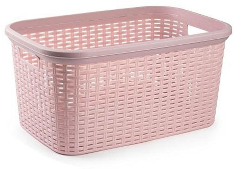 Plasticforte Waschekorb - 35 l - rosa - Rattan - 53 x 36 x Produktbild 