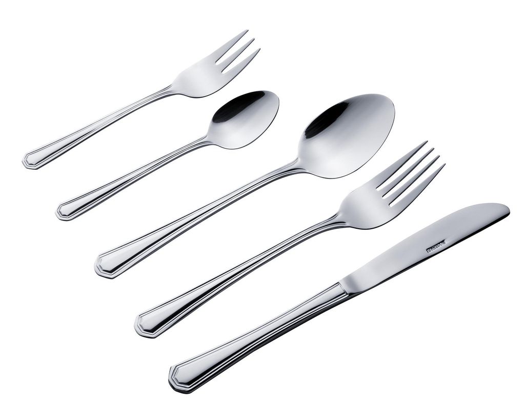 30tlg. KING Besteckset Düsseldorf / Edelstahl 18/0 / Messerstahl / 6x Menülöffel, 6x Menügabel, 6x Menümesser, 6x Kaffeelöffel, 6x Kuchengabel