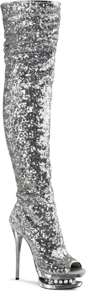 BLONDIE-R-3011 Damen Boots von Pleaser, Silber , EU 38, US 8