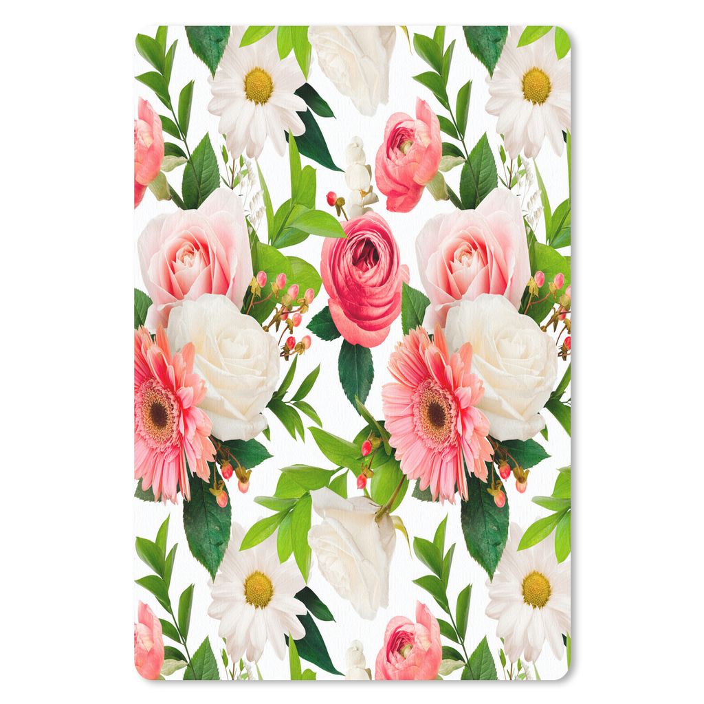 MuchoWow Mauspad Mousepad Blumen - Muster - Rosen 18x27 cm - Mousepads - Maus Mat - Pad - Mausunterlage