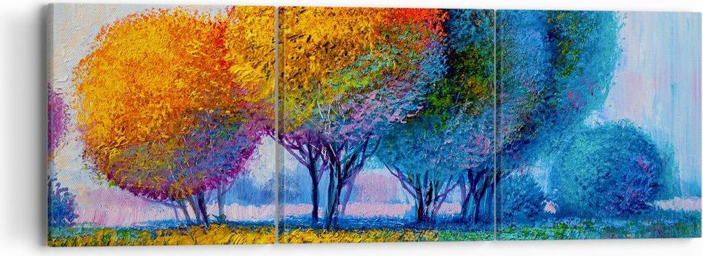 Bild auf Leinwand - Leinwandbild - Bäume Wiese Sommer - 90x30cm - Wand Bild - Wanddeko - Wandbilder - Leinwanddruck - Bilder - Kunstdruck - Wandde...