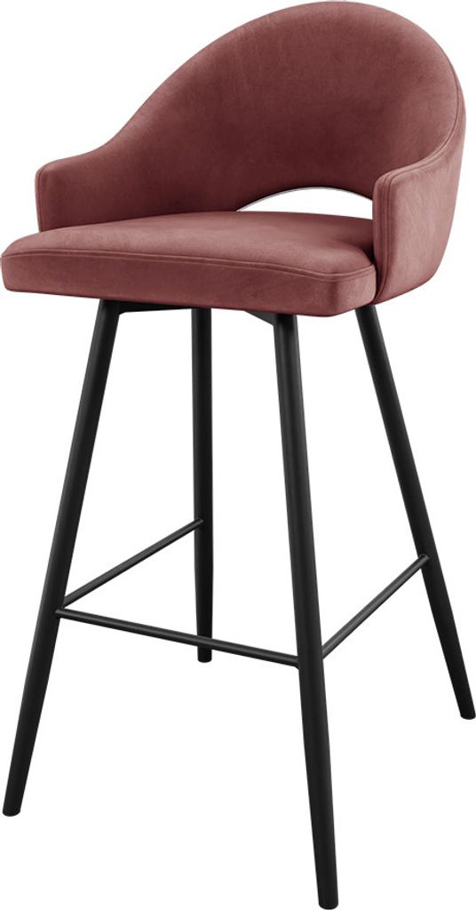 MIRJAN24 Barhocker Rosa, Elegante Barstuhl, Beine aus Metall, 54x50x103 cm (Farbe: Magic Velvet 2258, Beine: Schwarz)