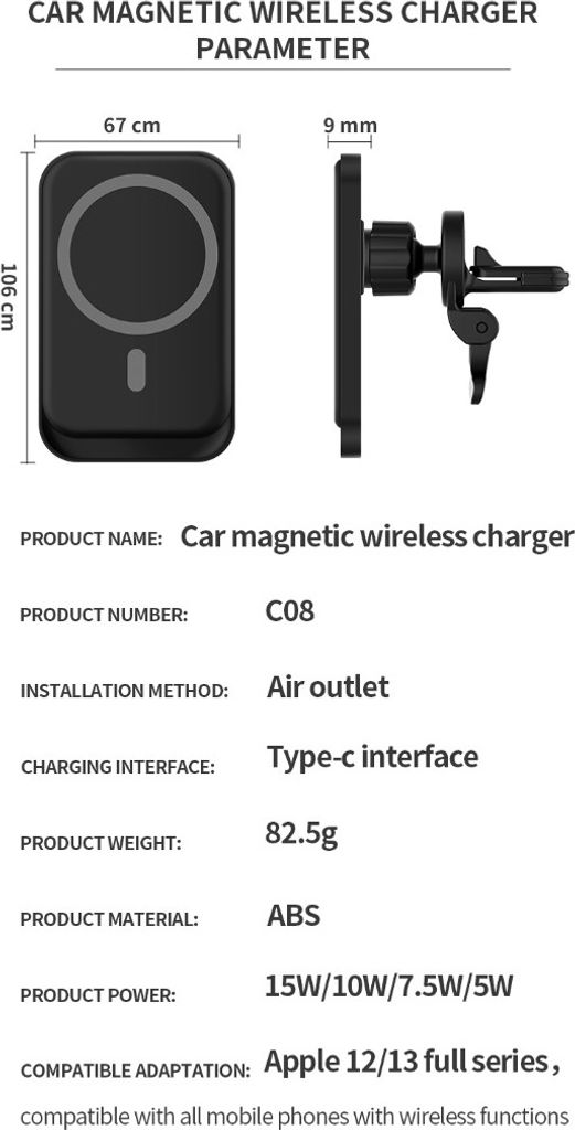 Auto MagSafe Ladegerät Wireless Charger iPhone 14 13 12 Pro Produktbild 10