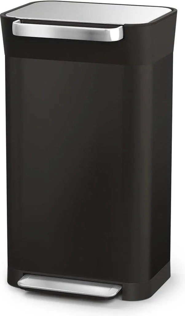 Poubelle Anti-Odeurs 30L Noire avec Compacteur 90L pour Cuisine Propre