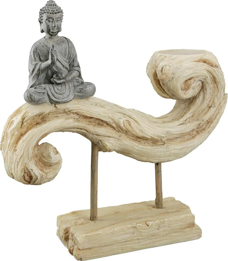 Déco zen apaisante : Photophore Bouddha résine naturelle 23cm x 22cm