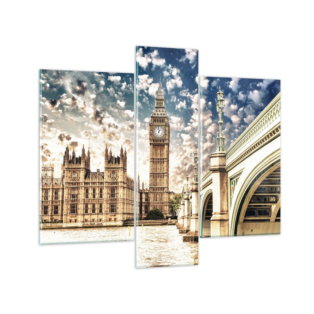 Bilder auf glas - London architektur big ben - 95x80cm - Glasbilder - Wandbilder - Kunstdruck - zum Aufhängen bereit - Wanddekoration aus Glas - G...