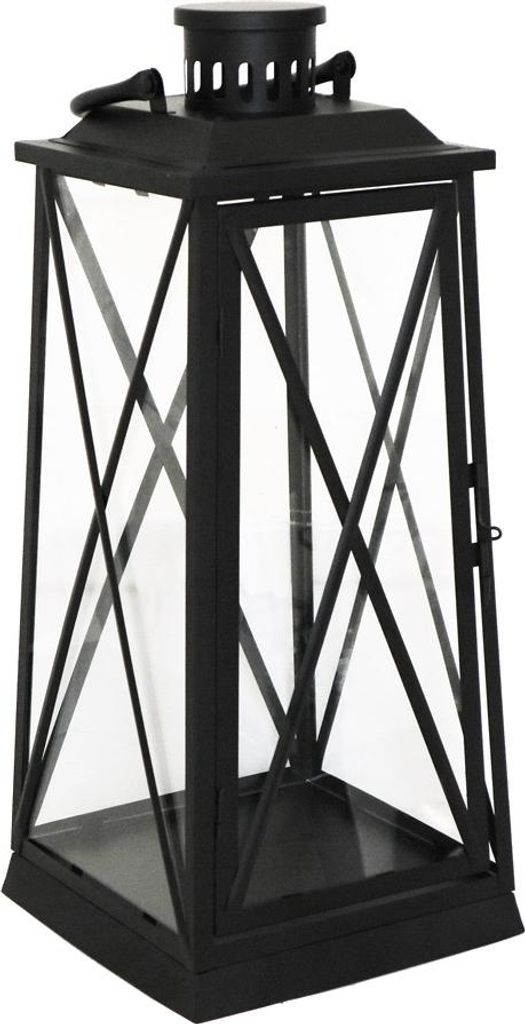 Laterne HARBOUR schwarz aus Metall H50cm Metalllaterne Landhaus modern - GROSS
