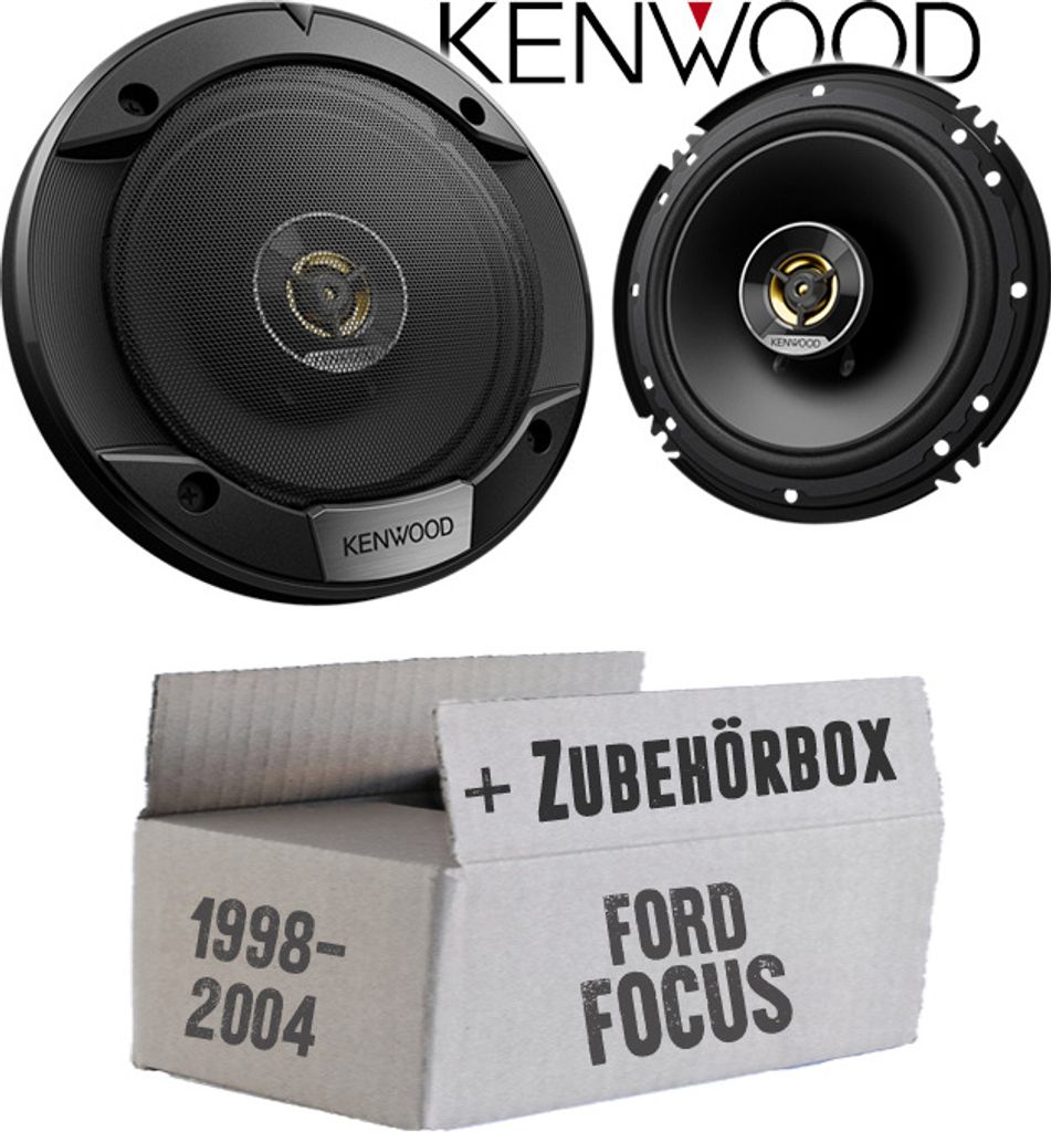 Lautsprecher Boxen Kenwood KFC-S1676EX - 16,5cm 2-Wege Koax Auto Einbauzubehör - Einbauset passend für Ford Focus 1 Front Heck - justSOUND