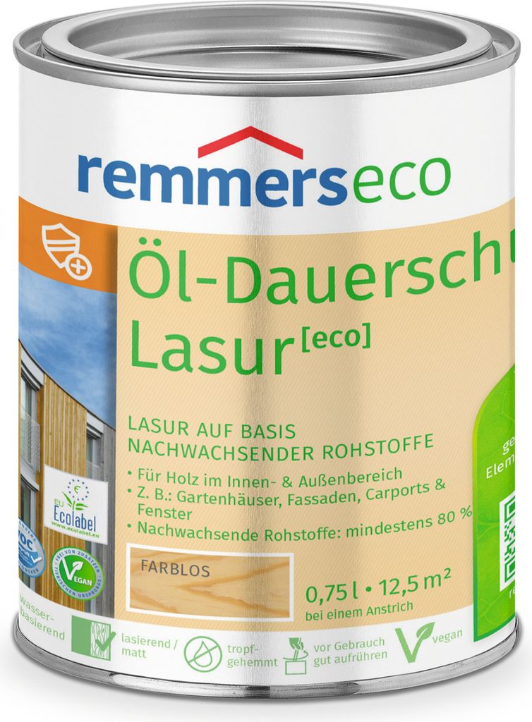 A can of Remmers Öl-Dauerschutz-Lasur [eco] farblos.