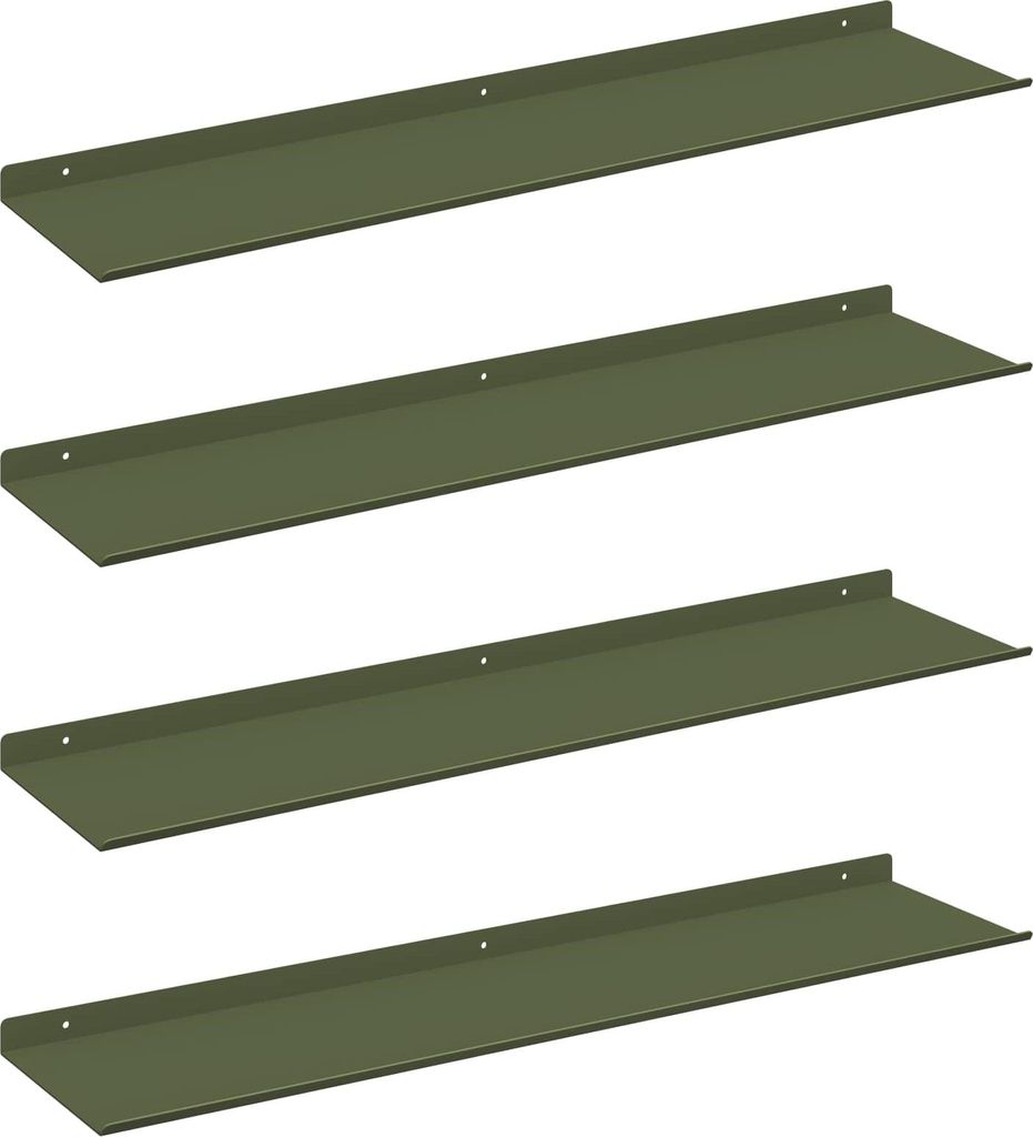Schwebendes Regal 4 pcs Olive Grün 80 x 18 x 2,5 cm Stahl