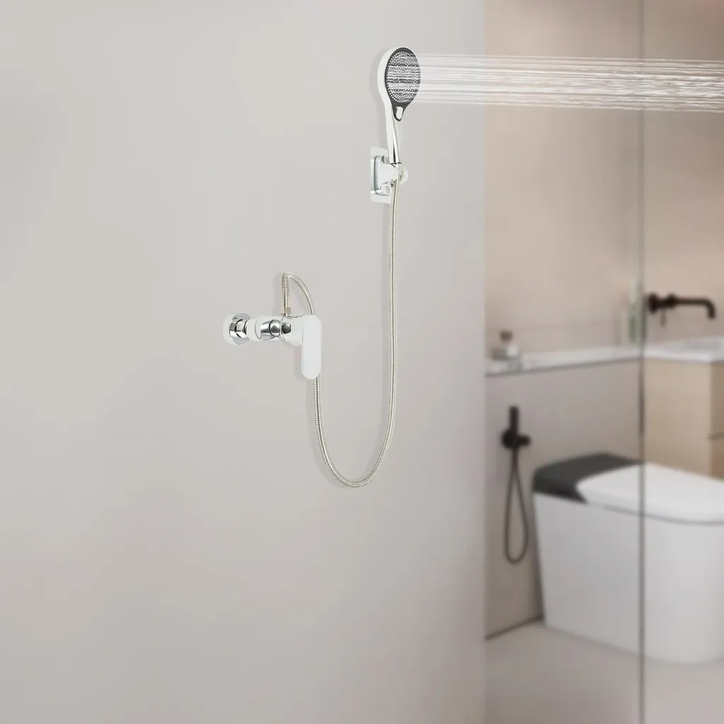 Mitigeur de Douche Mural à 3 Modes avec Pommeau Large Rectangulaire
