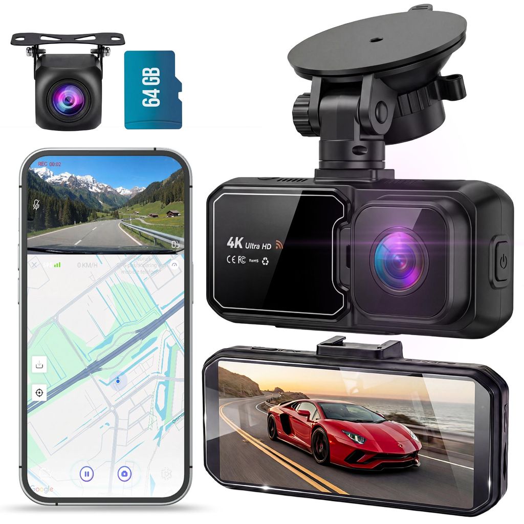 Senzo Dashcam - Voor Auto - 4K Ultra HD - Voor & Achter - Productafbeelding 
