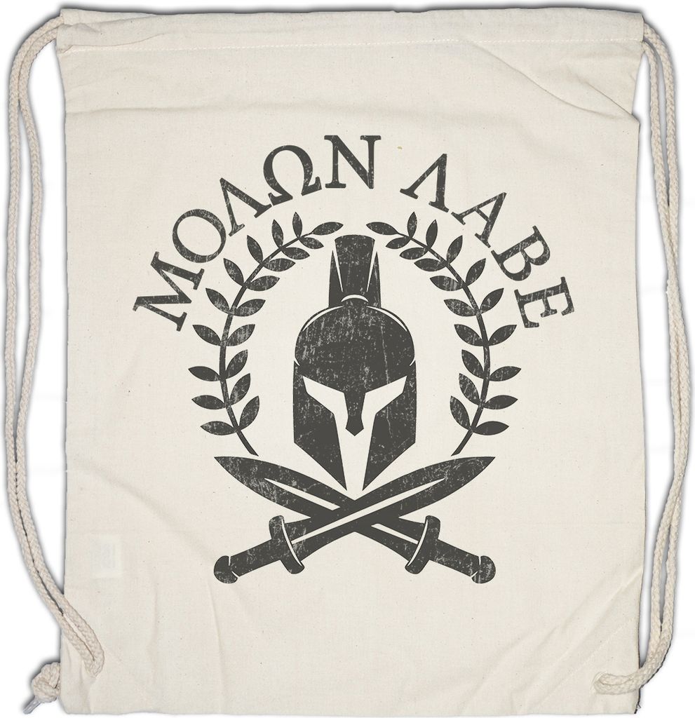 Urban Backwoods Spartan Motto, Turnbeutel, Farbe: Beige