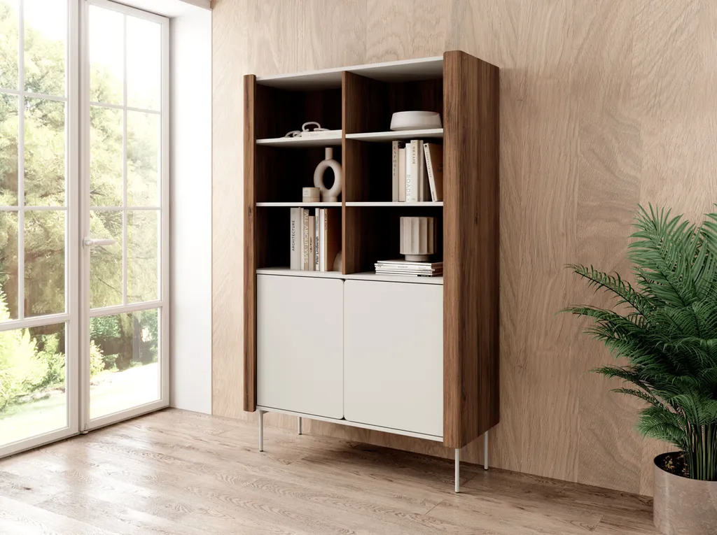 Étagère LIA noyer pour bureau et salon - Organisez vos livres avec style