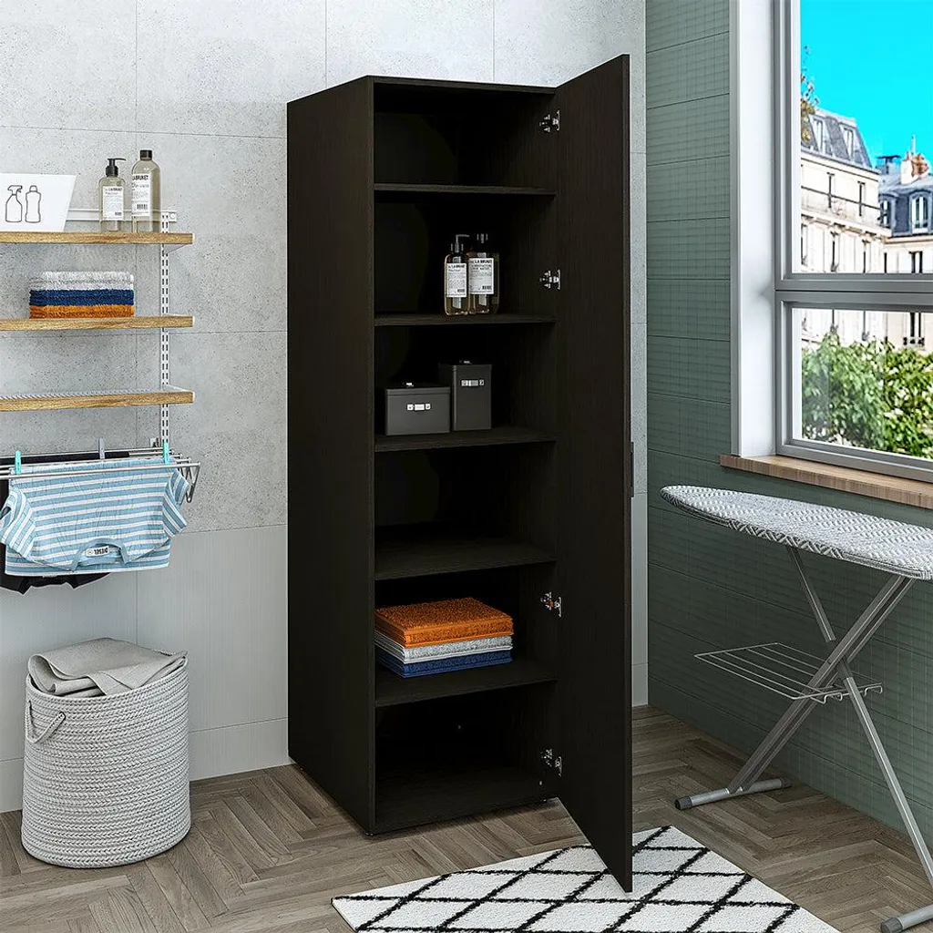 Meuble de Rangement Haut 60 cm pour Bureau ou Salon Blanc et Chêne Noir