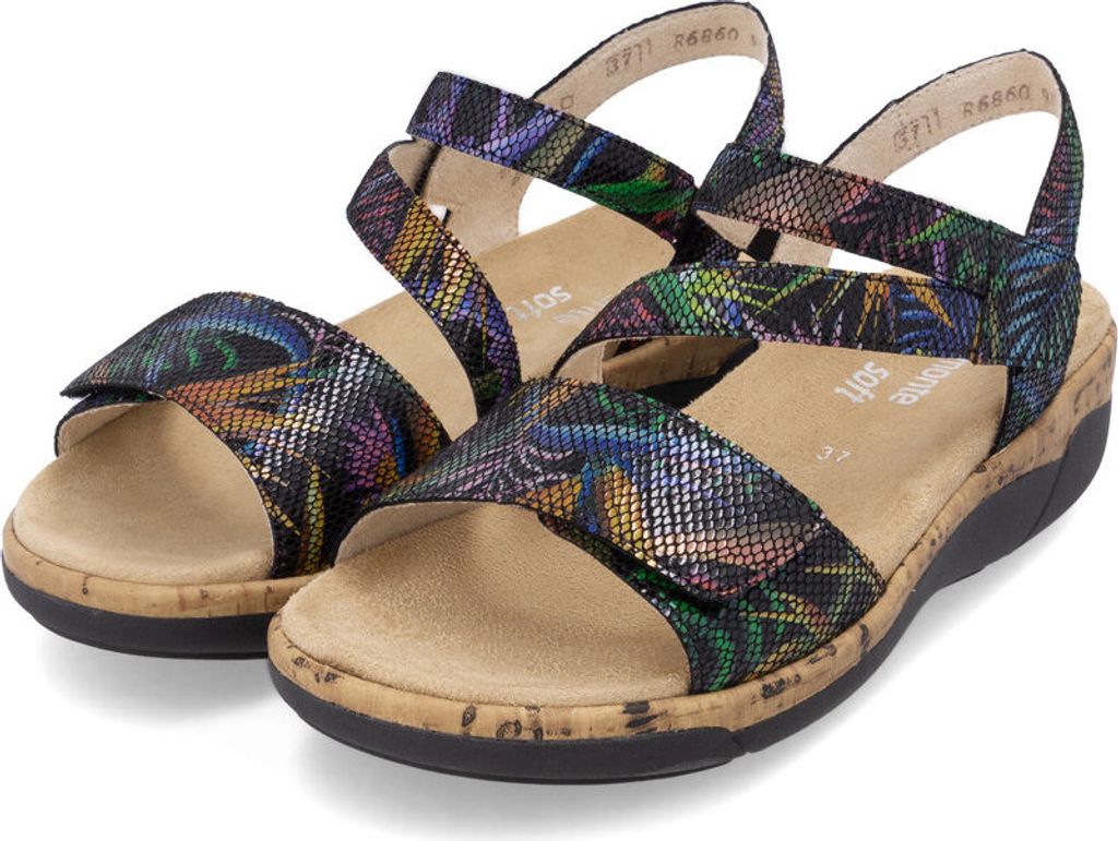 Remonte Damen-Sandalette Lite n Soft Schwarz-Mehrfarbig, Farbe:schwarz, EU Größe:40