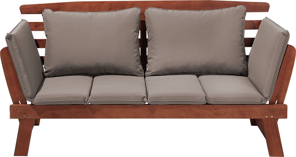 BELIANI Sofa ogrodowa drewniana brązowa 2-osobowa Zdjęcie produktu 