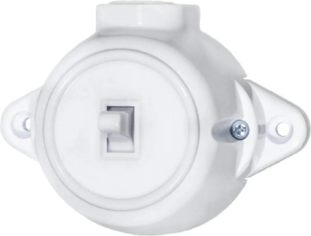 Interrupteur blanc vintage rond en saillie pour rénovation ancienne
