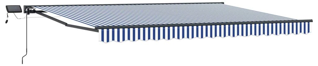 Manueller Markisenrahmen mit LEDs Blau und Weiß 4 × 3,5 m