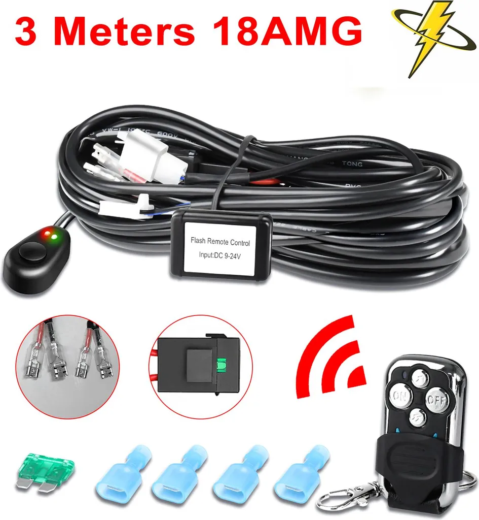 Câblage pour phares de travail LED avec commande sans fil et 2 sorties
