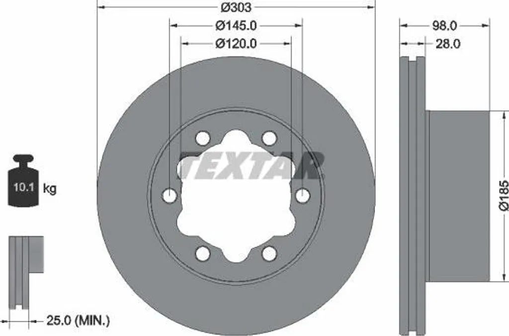 Disque de frein haute performance TEXTAR 92295303 en carbone fonte