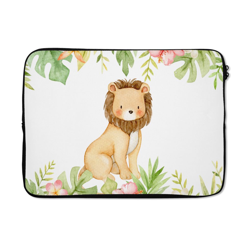 MuchoWow Laptop Hülle 14 ZollLöwe - Dschungel - Pflanzen - Blumen Laptoptasche - Laptoptasche - Stoßsicher - Schutzhaube
