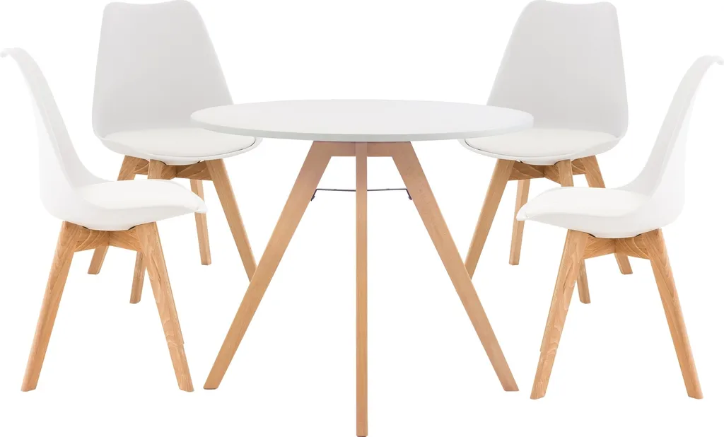 Ensemble salle à manger blanc CLP Livik en bois design scandinave