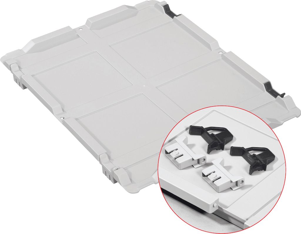 SparSet 10x Scharnierdeckel Set Eurobox NextGen mit 2 schwarzen Schiebeschnappverschlüssen | BxT 30x40cm | Eurobehälter, Transportbox, Transportb...