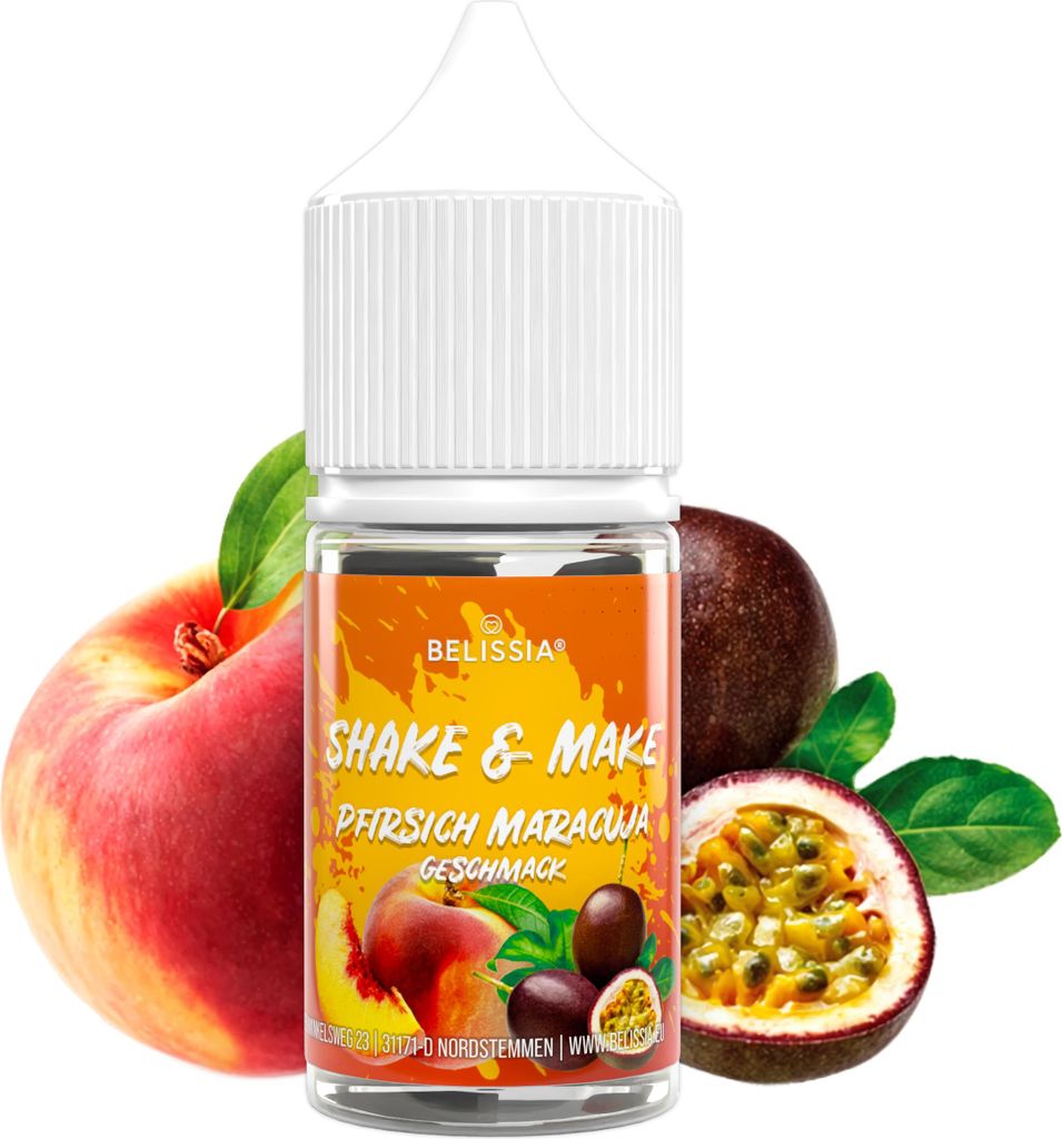 Belissia Shake and Make Pfirsich-Maracuja Refill - 30 ml hochdosiertes Lebensmittelaroma - zum Nachfüllen - Für Backen, Speisen, Getränke, Shake...