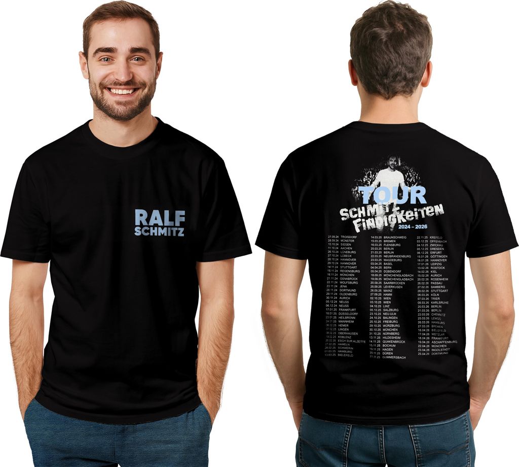 Ralf Schmitz T-Shirt - Tour Schmitzfindigkeiten Regular Fit Oberteil Shirt Tour Fanartikel Schwarz XXL
