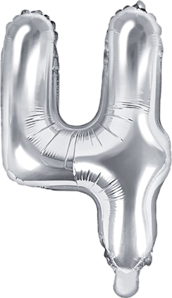 Balon foliowy srebrny 35 cm numer 4 Zdjęcie produktu 