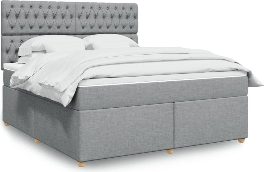 Maison Exclusive - Boxspringbett mit Matratze Hellgrau 180x200 cm Stoff