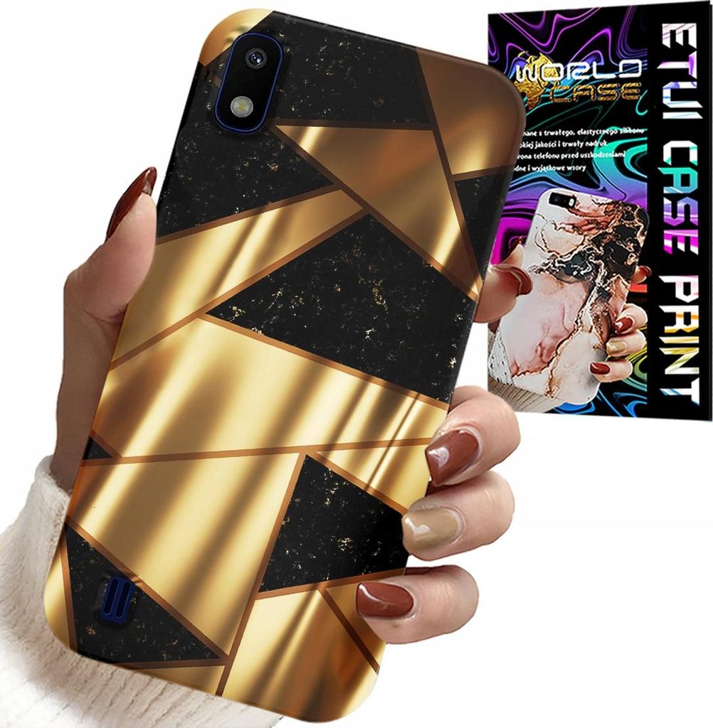 Etui Für Samsung A10 - Gold Elegante Muster + Hydrofolie