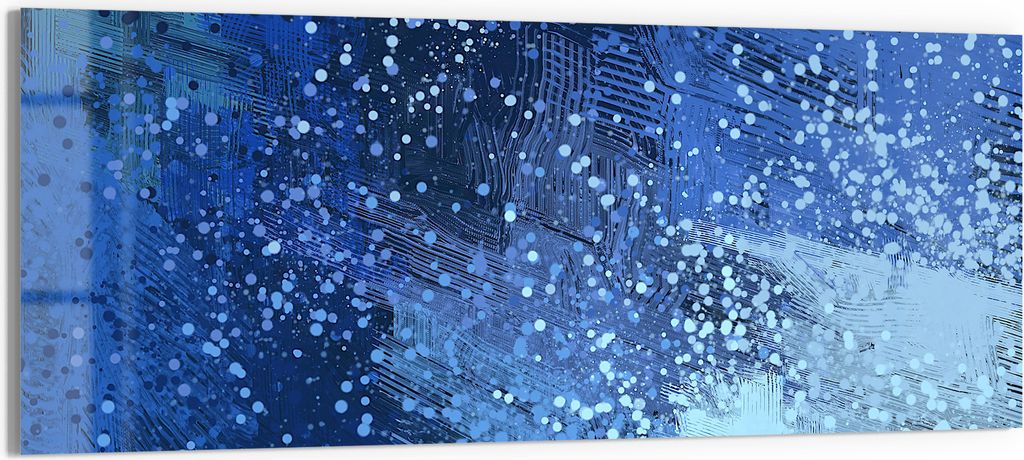 DEQORI Glasbild Acryl 125x50 cm 'Blaue Impression' Wandbild Bild modern Deko