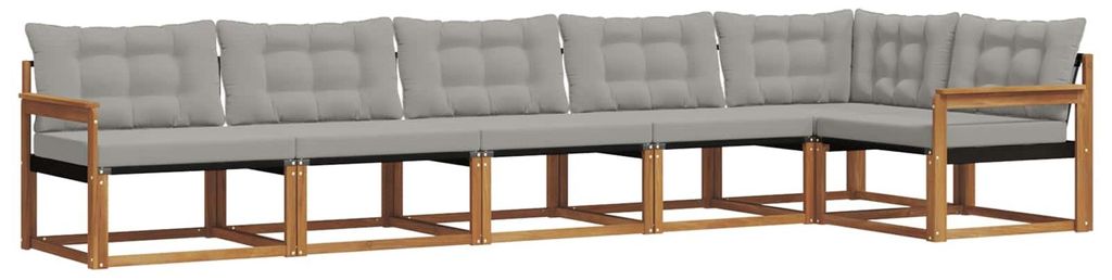 vidaXL Outdoor-Sofagarnitur mit Kissen 6 pcs Natürlich und Hellgrau