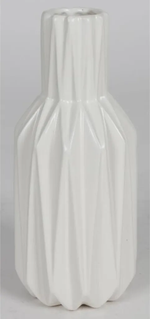 Vases Blancs en Céramique à Rainures pour Décoration de Table Moderne