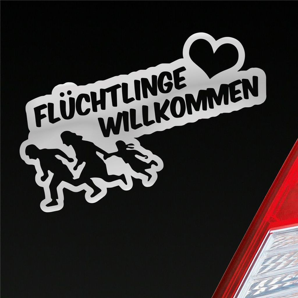 Auto Aufkleber Refugees Welcome Flüchtlinge Willkommen 20x9 Produktbild 