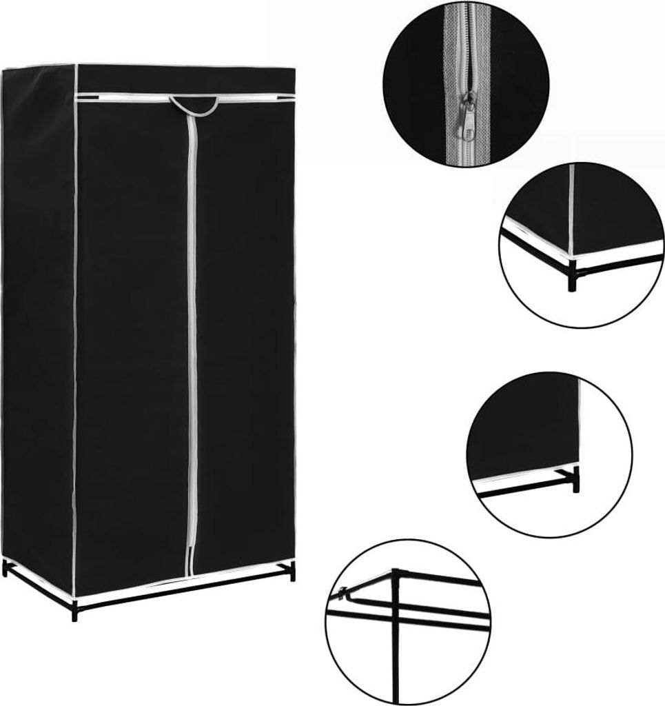 vidaXL Kleiderschränke 2 Stk. Schwarz 75×50×160 cm Produktbild 