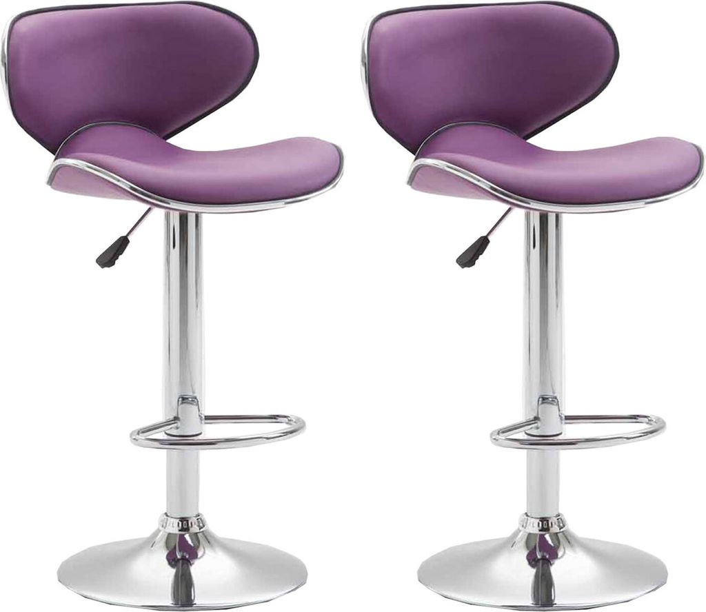 TPFLiving 2er Set Barhocker Las Palmas Gestell Metall in Chromoptik Kunstleder Lila
