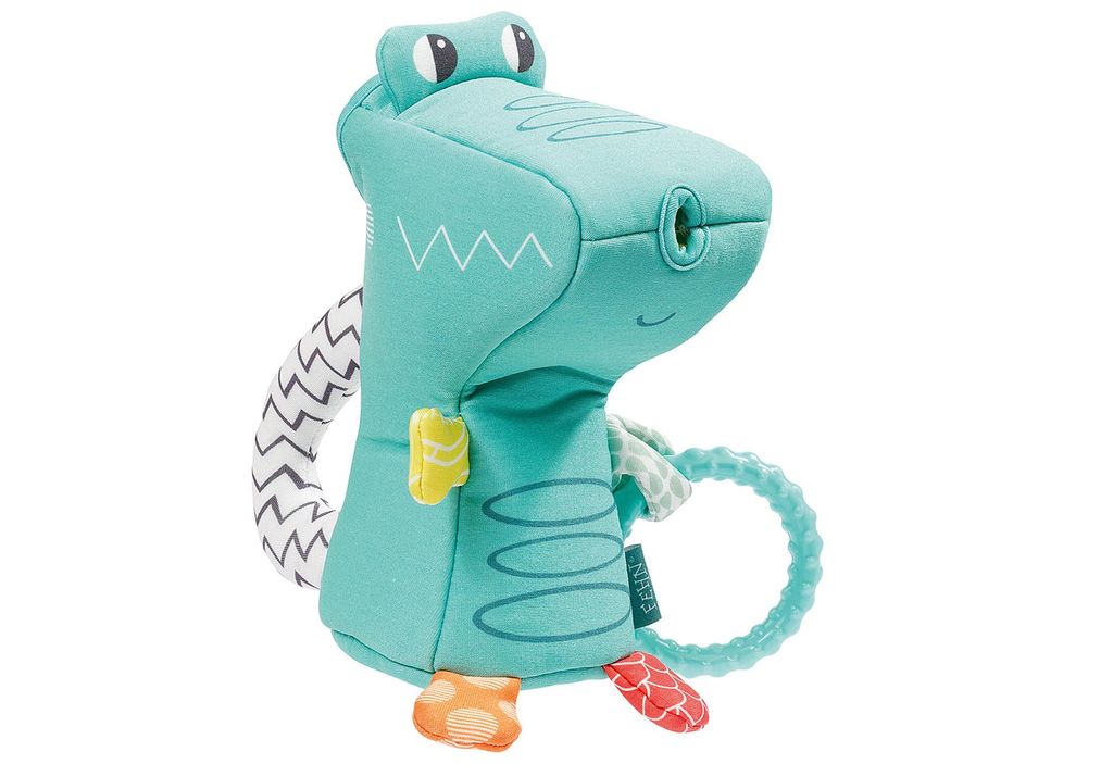 Fehn 050073 Gie-Krokodil - Stoff-Giekanne in Tierform mit Greifring - fr Abwechslung beim Baden und frhlichen Wasser-Spielspa - fr Babys und Kinder...