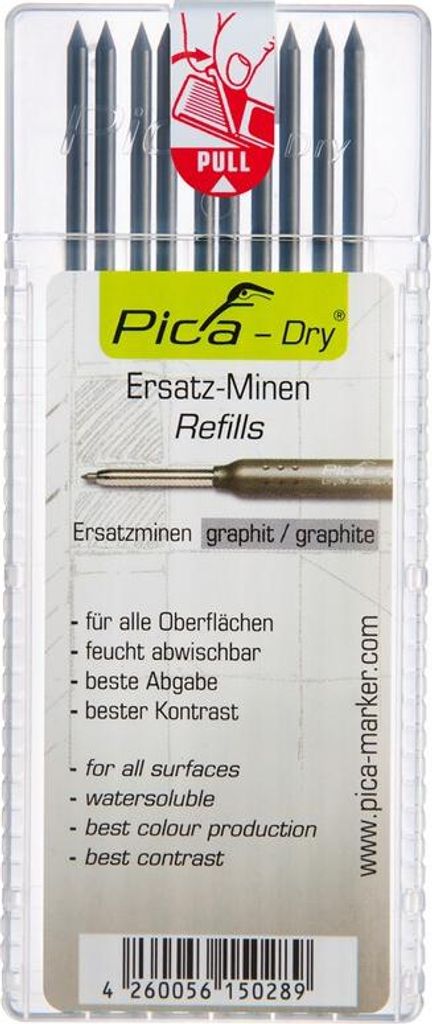 Pica Dry Ersatzminen Etui, wasserlöslich, 10 Graphitminen