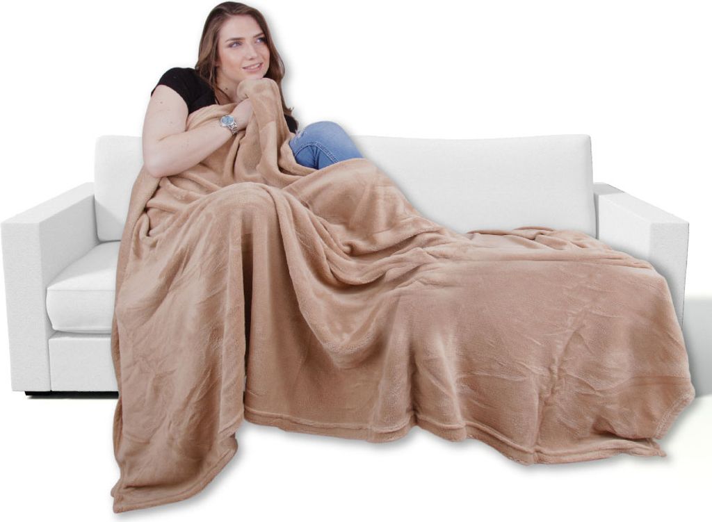 Mikrofaser Kuscheldecke, Farbe: Beige, Maße: 70x100 cm